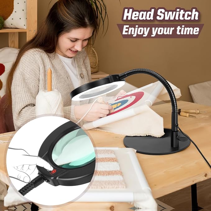 10X Magnifying Glass with Light and Stand, 5 Color Modes Stepless Dimmable LED - Image 5