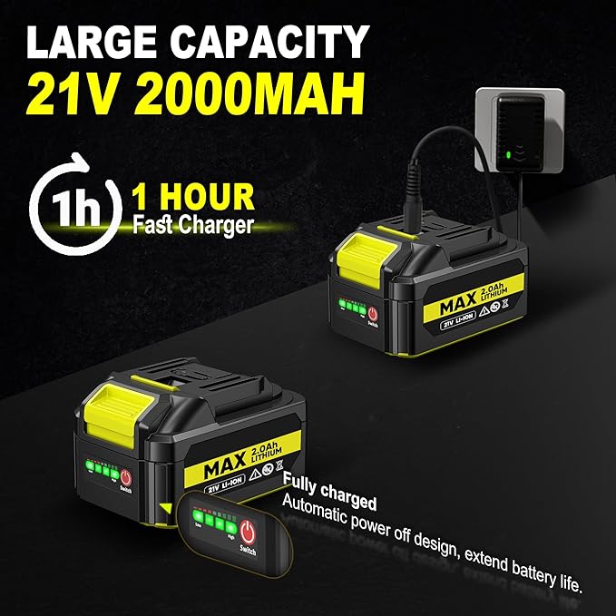 SILVEL 2" Cordless Brad Nailer, 2-in-1 21V Electric Brad Nailer with 2 * 2.0Ah Battery, 1000pcs Nails, 18GA Staples, Adjustable Depth for Woodworking, Home Improvement, Green