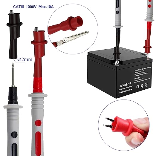 Electrical Multimeter Test Lead Kit with Soft Case Test Hook for Digital Electrical Testing Multimeter Voltmeter | 2PCS Non-Destructive Back Probes
