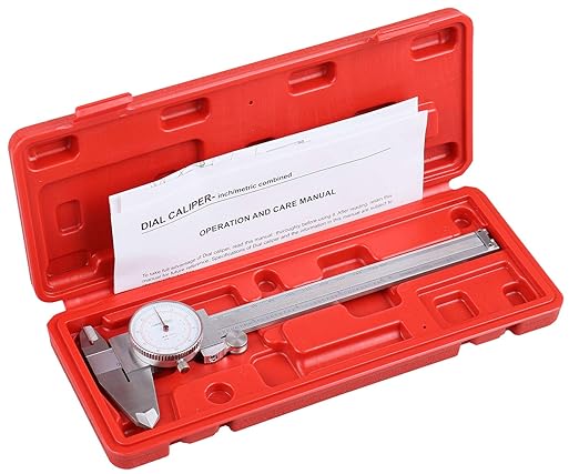 Accusize Industrial Tools 0-6''/0-150 mm by 0.001''/0.02 mm Inch/Metric Dual Needle Precision Dial Caliper Stainless Steel, P920-S236
