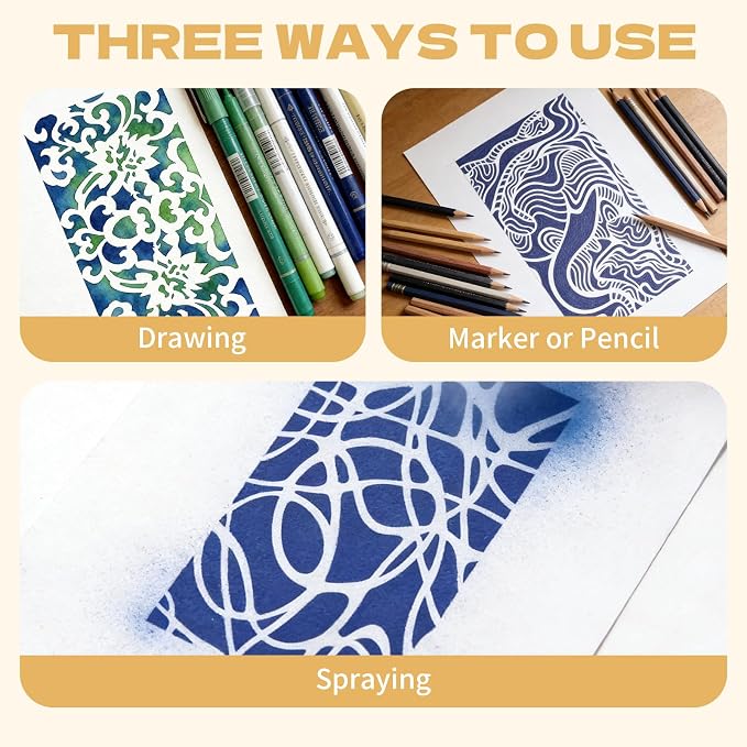 20 Pcs Abstract Texture Stencils Mixed Size Geometric Stencils - Image 6