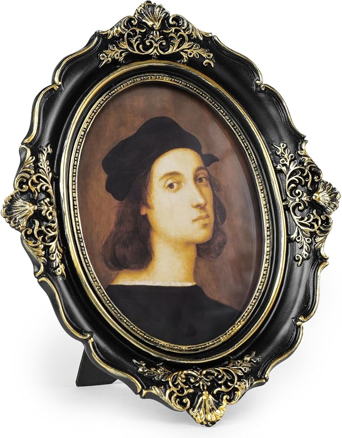 Cuspin 4x6 Oval Picture Frame, Vintage Ornate Baroque Black and Gold Resin - Image 9