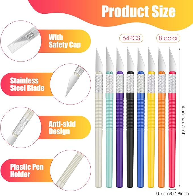 64 Pack Exacto Knife Set, Exacto Knives Bulk, Precision Craft Knife, Craft Knife - Image 3