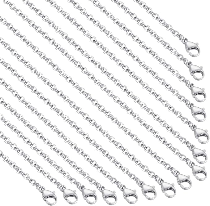 30 Pack 24 Inch Necklace Chain Stainless Steel Link Cable Chain Necklace by TOSCALINA