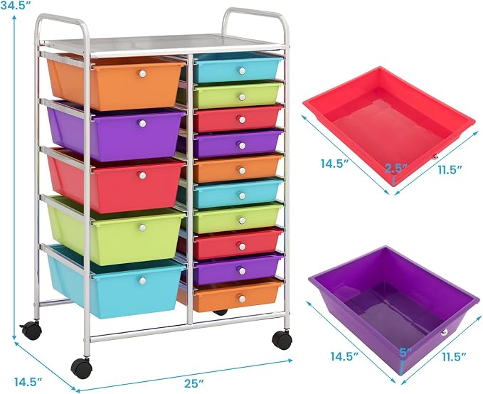 BECOMFORT 15-Drawer Rolling Cart - Image 3
