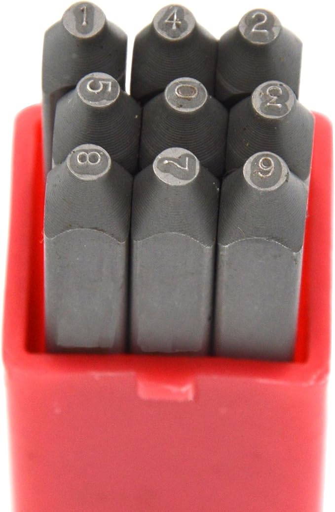 36pcs Heavy Duty Steel Stamp Uppercase Letters and Number 1/16 1.5mm Hand Stamping Character Mark Code Alphabet Punch Kit for Bracelet Ring Jewelry Sheet Metal Plate Making Mold Die