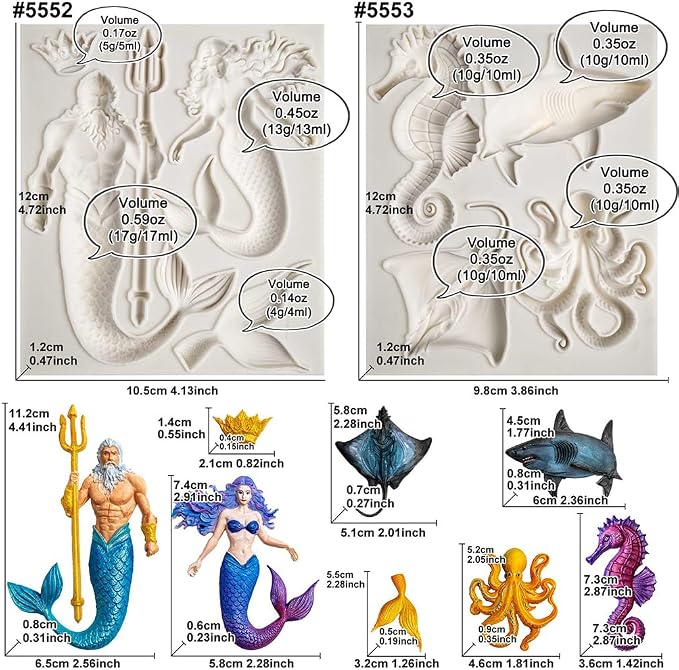 Mermaid and Sea Creatures Clay Molds - Image 2