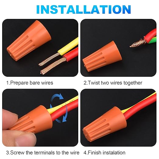 XHF UL Listed 300Pcs Gray 22-14AWG Wire Connector Nuts, Wire Caps for Quick Connection Max.2#16 w/2#18 w/2#20 Min.2#22