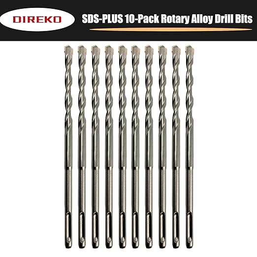 Generic Direko 10 Piece Carbide-Tipped SDS-Plus Rotary Hammer Drill Bit Set Length 6"",Twist Drill 3/4"",for Masonry，Concrete,Brick Granite etc.