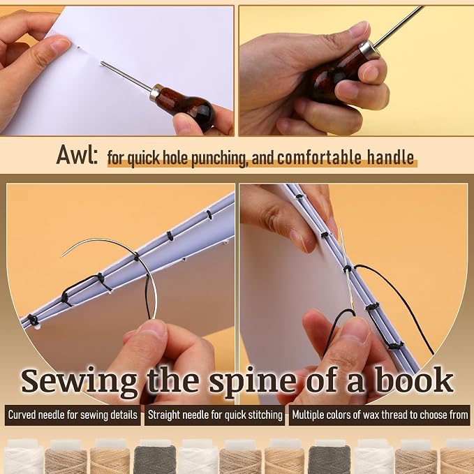 33 Pcs Book Binding Kits 4 Pcs Bone Folder Paper Creaser Paper Folding Tool - Image 5