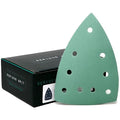 180 Grit 4" x 6" Delta (100mm x 150mm) Triangle Sanding Sheets - Fits Festool DTS 400 & Mirka DEOS Delta Sanders - Heavy-Duty Hook & Loop Film Sandpaper for Detail Sanders - 50 Pack Box