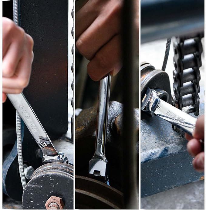 Flexible Ratchet Wrench Set 8pcs 9-17mm Spanner Gear Ring Ratcheting Combination Flexi Wrenches Kit Metric Flex Head