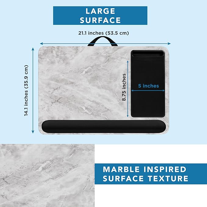 LAPGEAR Home Office Pro Lap Desk – White Marble, Fits 15.6” Laptops - Image 5
