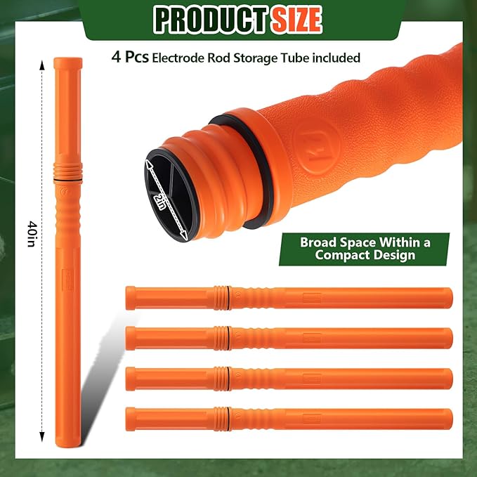 Tandefio 4 Pcs Welding Rod Storage Tube 40 Inch Tig Rod Storage Canisters Welding Electrode Holder Airproof Waterproof Container(Orange)