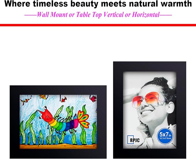 RPJC 5x7 Picture Frames Made of Solid Wood High Definition Glass - Image 5