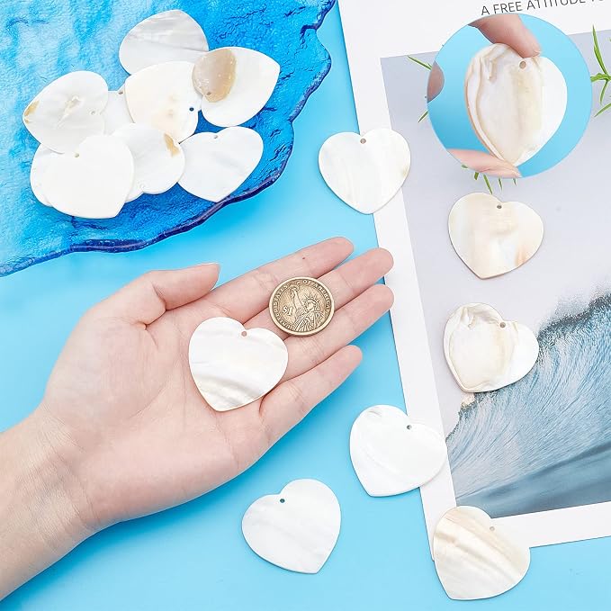 SUNNYCLUE 1 Box 20Pcs Heart Shape Shell Charms Freshwater Shell Pendants - Image 3