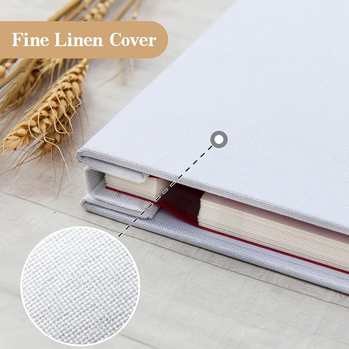 potricher Large Photo Album Self Adhesive 3x5 4x6 5x7 8x10 10x12 Pictures Linen - Image 5
