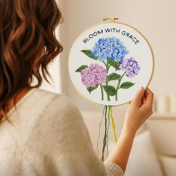 Nuberlic Hydrangea Embroidery Kits - Image 3