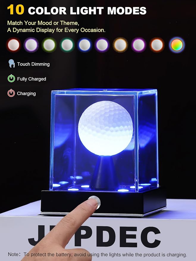 JupDec Cordless LED Golf Ball Display Case, Autograph Cube Showcase - Image 4
