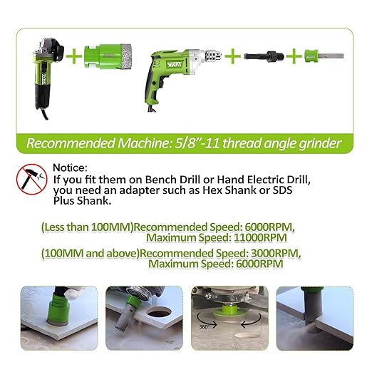 Diamond Core Drill Bits Set - 6/8/25/35/50mm+6-25mm Hole Saw Kit with 2" Tile Chamfer Bit for Porcelain, Ceramic, Granite, Marble