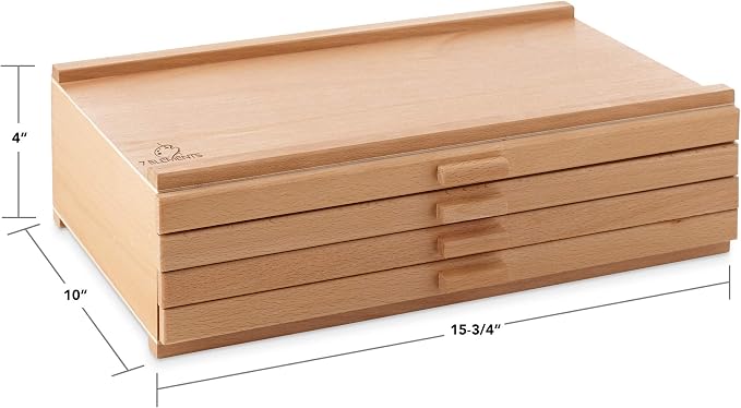 7 Elements 4 Drawer Wooden Artist Storage Supply Box - Image 3