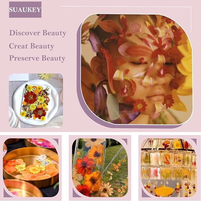 34 Pcs Yellow Dried Pressed Flowers - Image 3