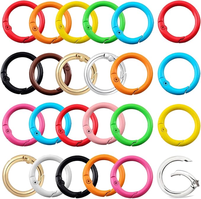 Round Carabiner Clip Bulk 20pcs 1.3 Inch Colorful Circle Carabiner Key Ring by Cmidy