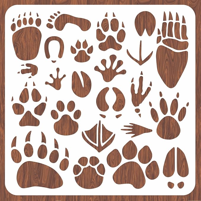INFUNLY Paw Print Stencils for Painting 11.8" Animal Footprint Wall Stencil by INFUNLY