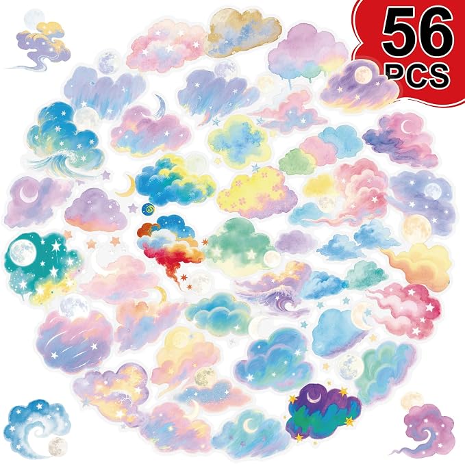 50Pcs Weather Stickers Transparent Aesthetic Cloud Stickers - Image 6