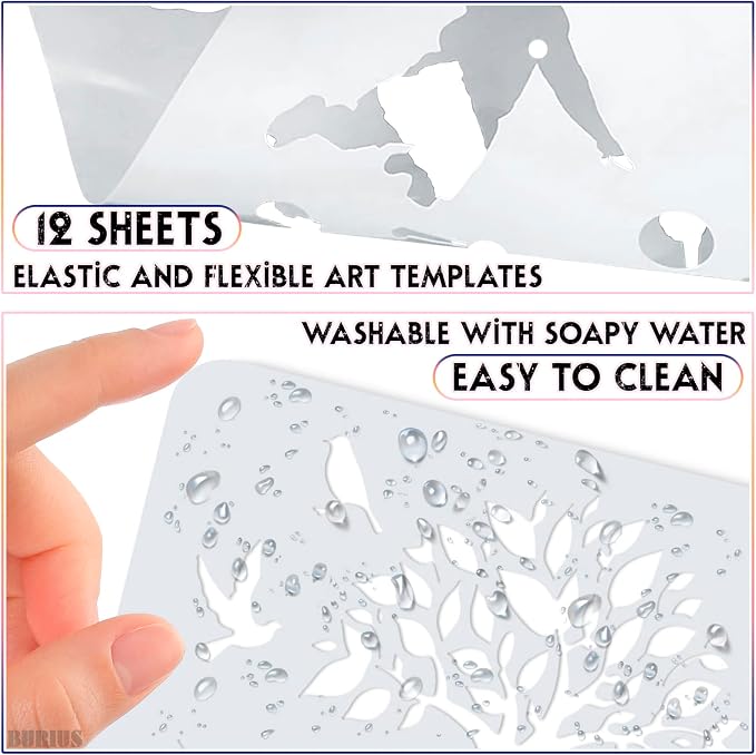 12 Pcs Large Silhouette Stencils - Image 3