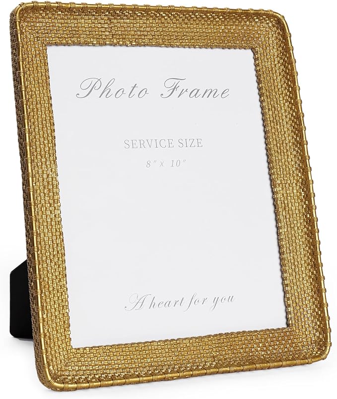 Cuspin 8x10 Picture Frame Gold, Vintage Gold Frames Rattan Textured by Cuspin