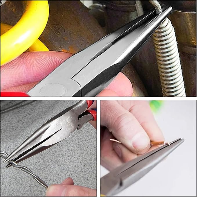 15 PCS 6 Inch Needle Nose Pliers, Precision Pliers with Extra Long Tips and Non-Serrated Jaws for Wire Wrapping, Jewelry Making, Gripping Gadgets