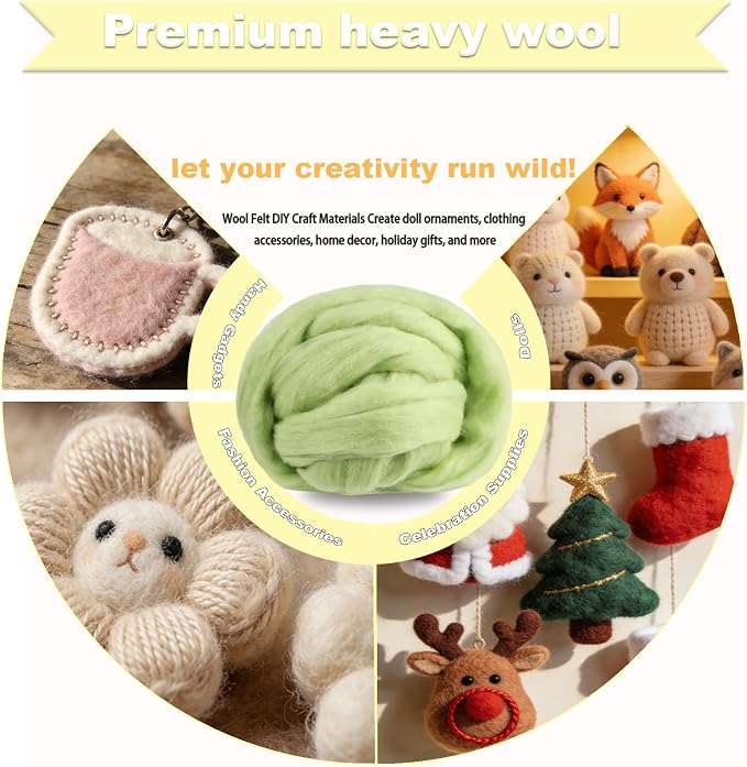 Wool Roving-3.5oz Needle Felting Wool, Soft Multi-Color Wool Fiber, Perfect - Image 3
