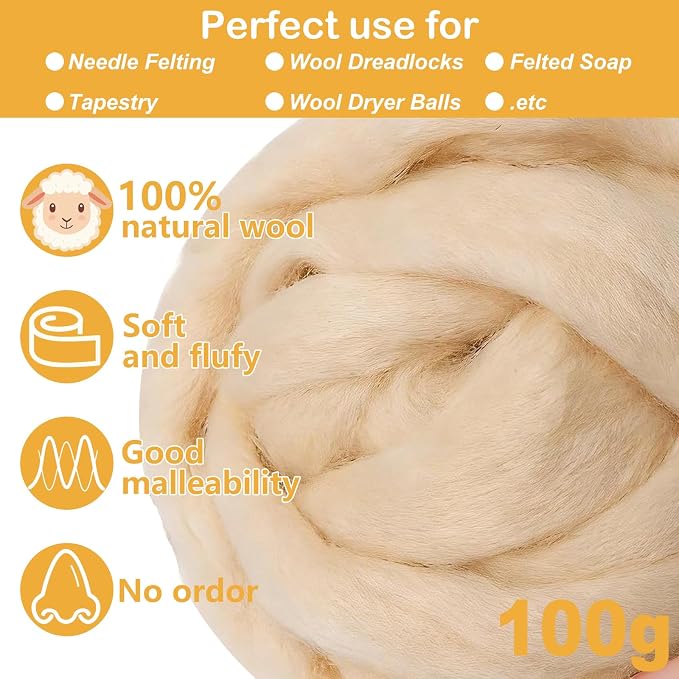 Wool Roving - 3.5oz Needle Felting Wool Roving - Image 2
