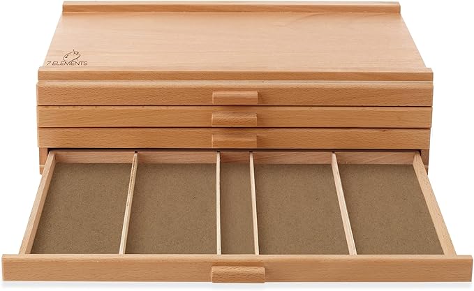 7 Elements 4 Drawer Wooden Artist Storage Supply Box - Image 5