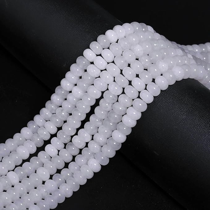 Songxi 5x8mm Natural Clear White Jade Stone Rondelle Beads, Gemstone - Image 4