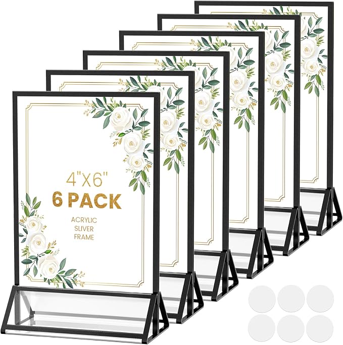 Acrylic Sign Holder 4X6 Black Picture Frame Double-Sided -6 Pack | Sign Stand by AcrylicSignHolderMahjongRacks%EF%BC%8CMahjongBags