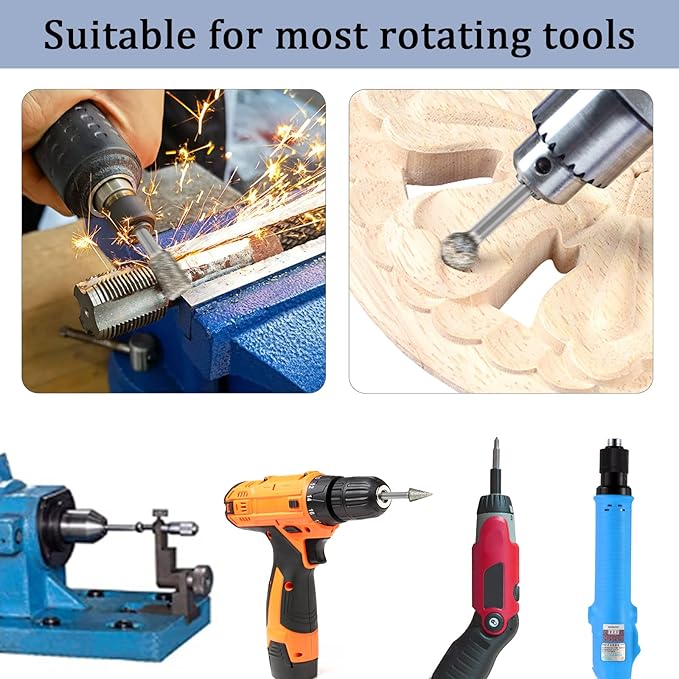 Stone Carving Set Diamond Burr Bits Compatible with Dremel, 20PCS Polishing Kits Rotary Tools Accessories with 1/8’ Shank for Carving, Engraving, Grinding, Stone, Rocks, Jewelry, Glass, Ceramics
