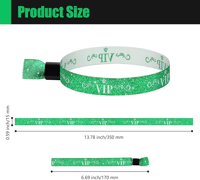 100 Pcs VIP Cloth Event Wristband, Disposable VIP Wristbands for Events, Colored VIP Wristbands Events,for Lightweight Concert,Club Entrance Wrist Strap Party Wristband Event (Color : Green)