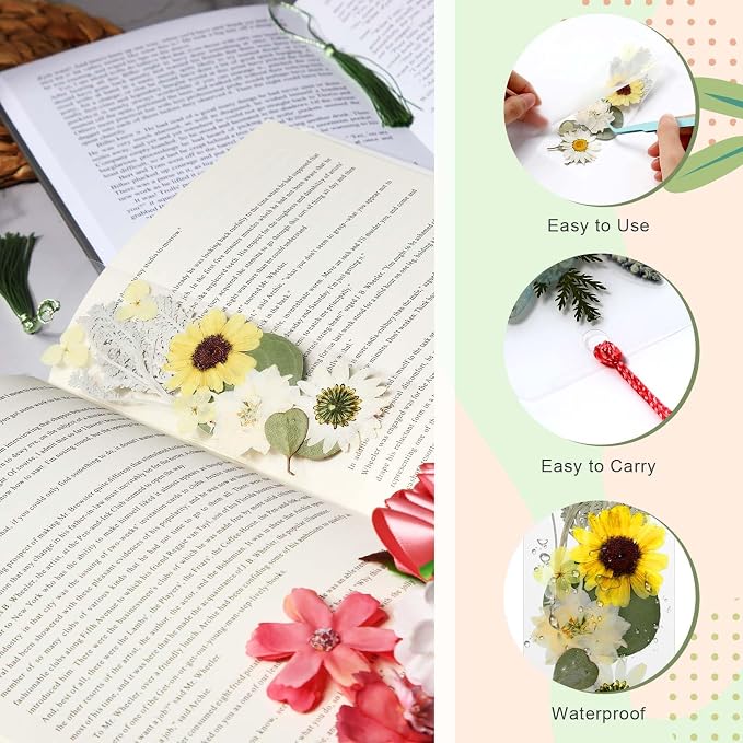 AmazingSpark 222 Pcs Dried Flower Bookmark Making Kit Include DIY Pressed - Image 5