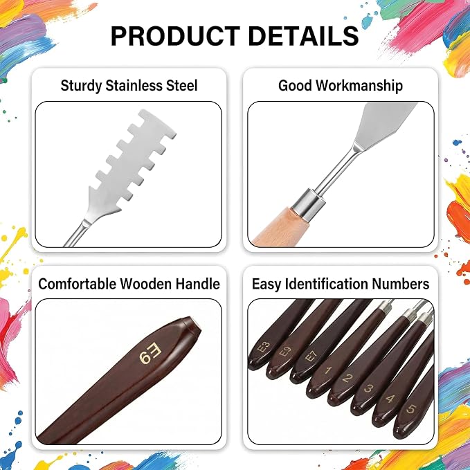29 Piece Palette Knife Set | Numbered Paint Spatula Stainless Steel - Image 4