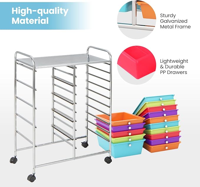 BECOMFORT 15-Drawer Rolling Cart - Image 5
