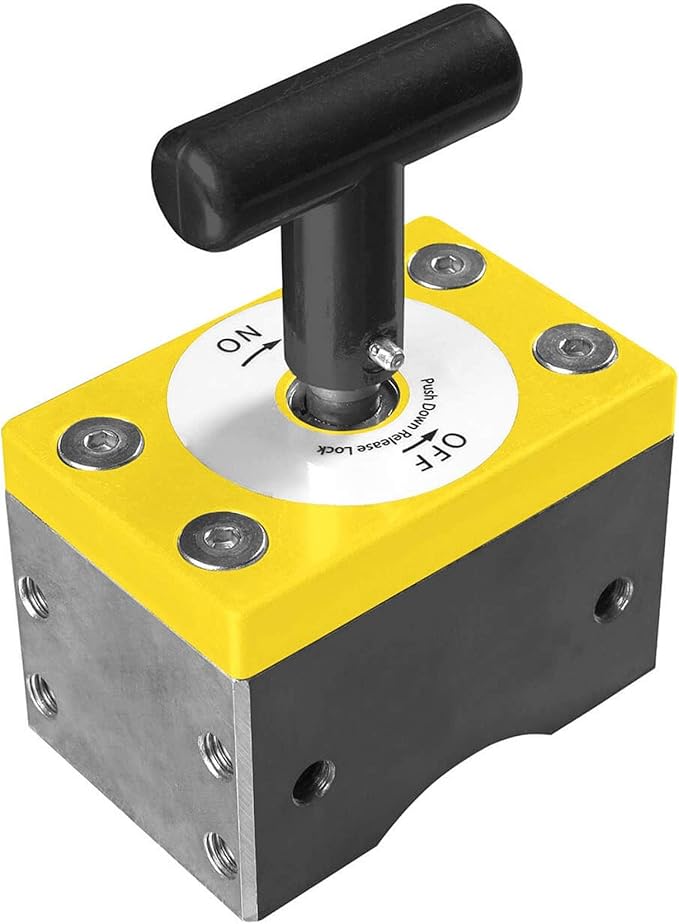 Magswitch MagSquare Magnetic Welding Square Base Clamp Holder for Welding Kit, Tools, Supplies and Accessories, Magnet Switch with On/Off Capabilities, yellow/Silver/Black, 1050 LBS