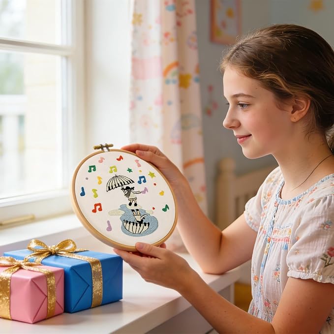 Hand DIY Embroidery Kits for Beginners Adults, Cute Crewel Embroidery Art Kits - Image 5
