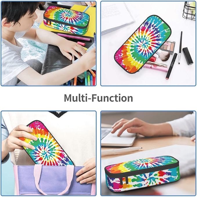 Colorful Tie Dye Rainbow Pencil Case Organizer Big Capacity Pencil Pouch - Image 7