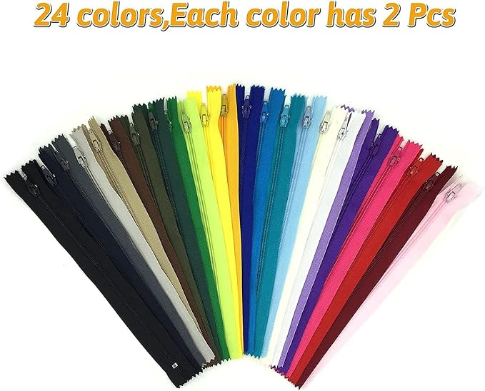 Zippers for Sewing, DOITEM 48 pcs 60cm/24 Inch Zippers Multicolor Nylon Coil - Image 2