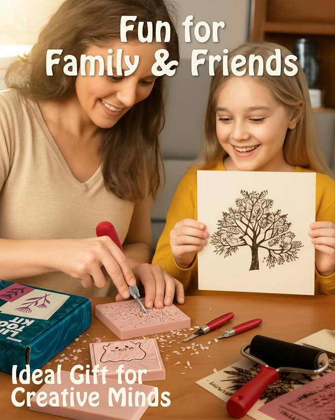 Linocut Kit for Printmaking & Stamp Making: Linocut Tools Block Printing Kit - Image 7