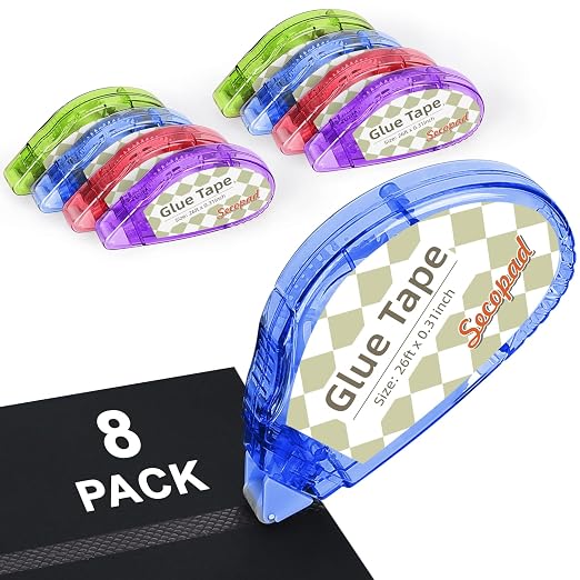 Secopad Scrapbook Tape, 8 Pack Double Sided Tape Roller by Secopad