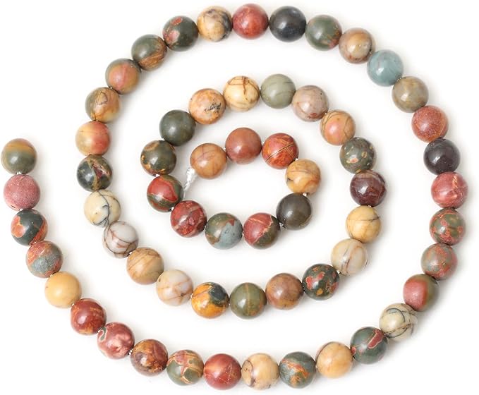 60PCS 6mm Natural Picasso Jasper Gemstone Round Loose Beads - Image 2