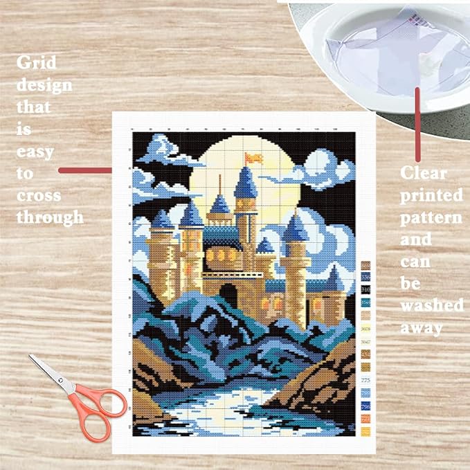 FREEBLOSS DIY Cross Stitch Wall Painting Castle Pattern Cross Stitch Kit Home - Image 3